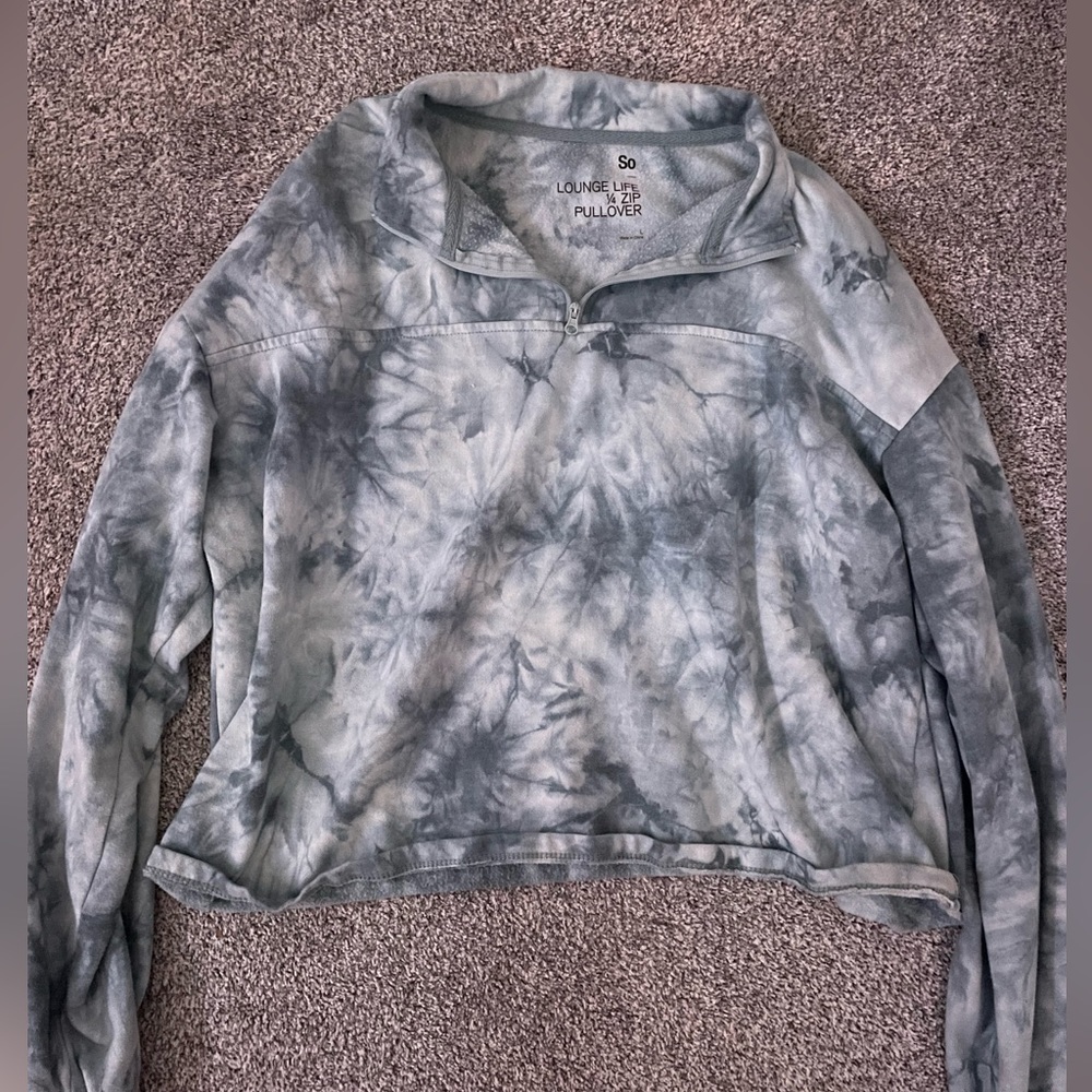 V neck Tie Dye Crop Long sleeve